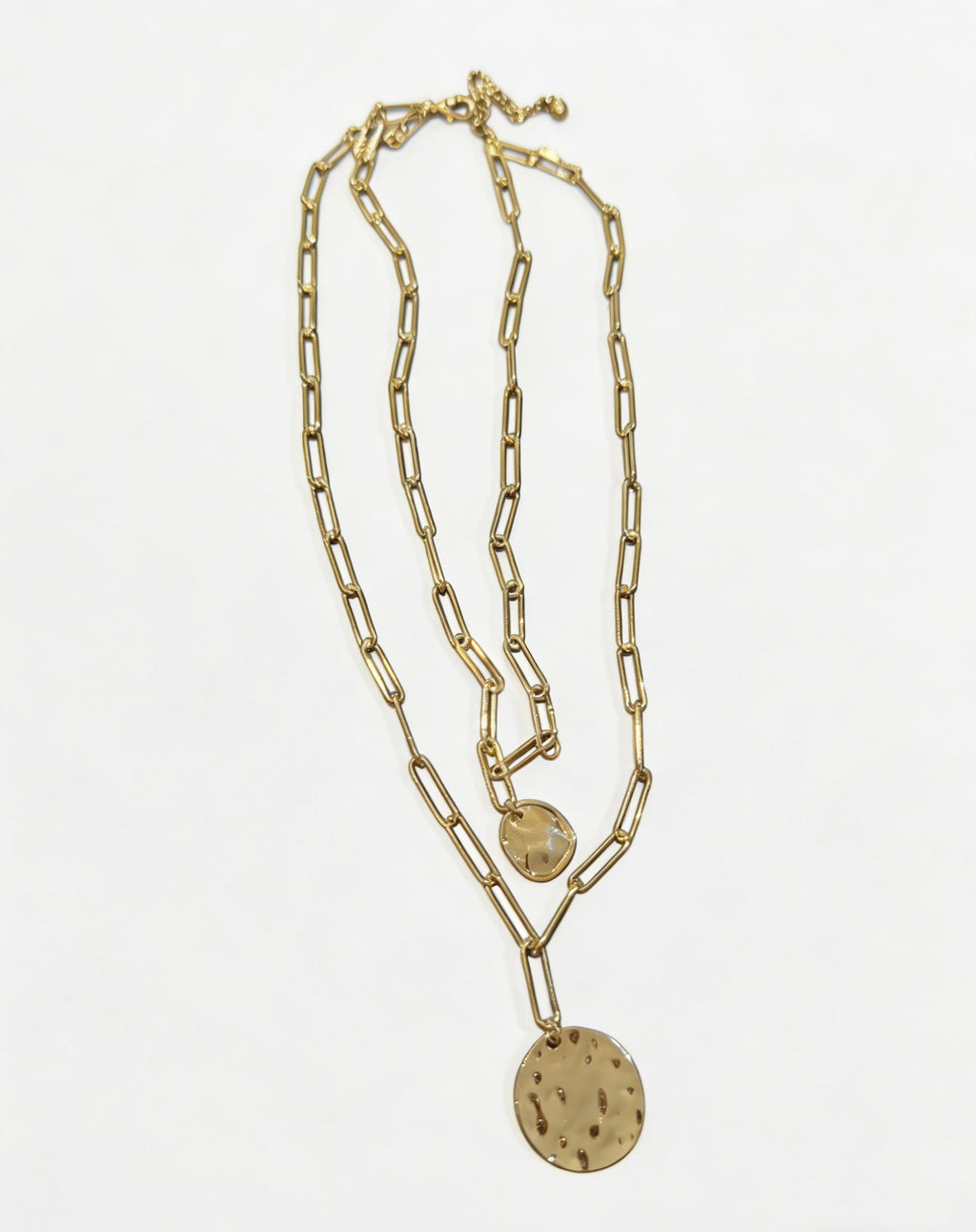 Layered Disc Pendant Chain Necklace