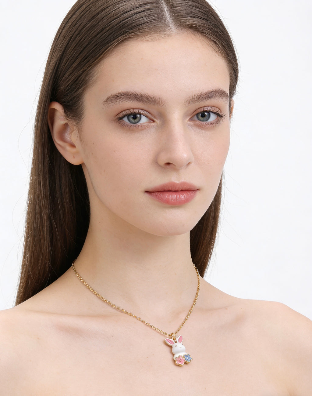 Flower Rabbit Pendant Necklace