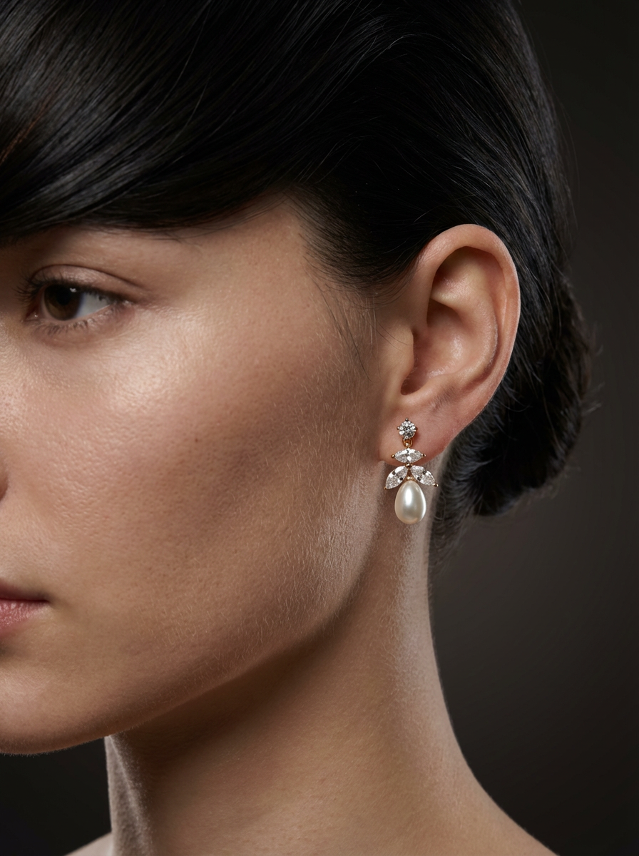 宝石珍珠吊坠耳钉