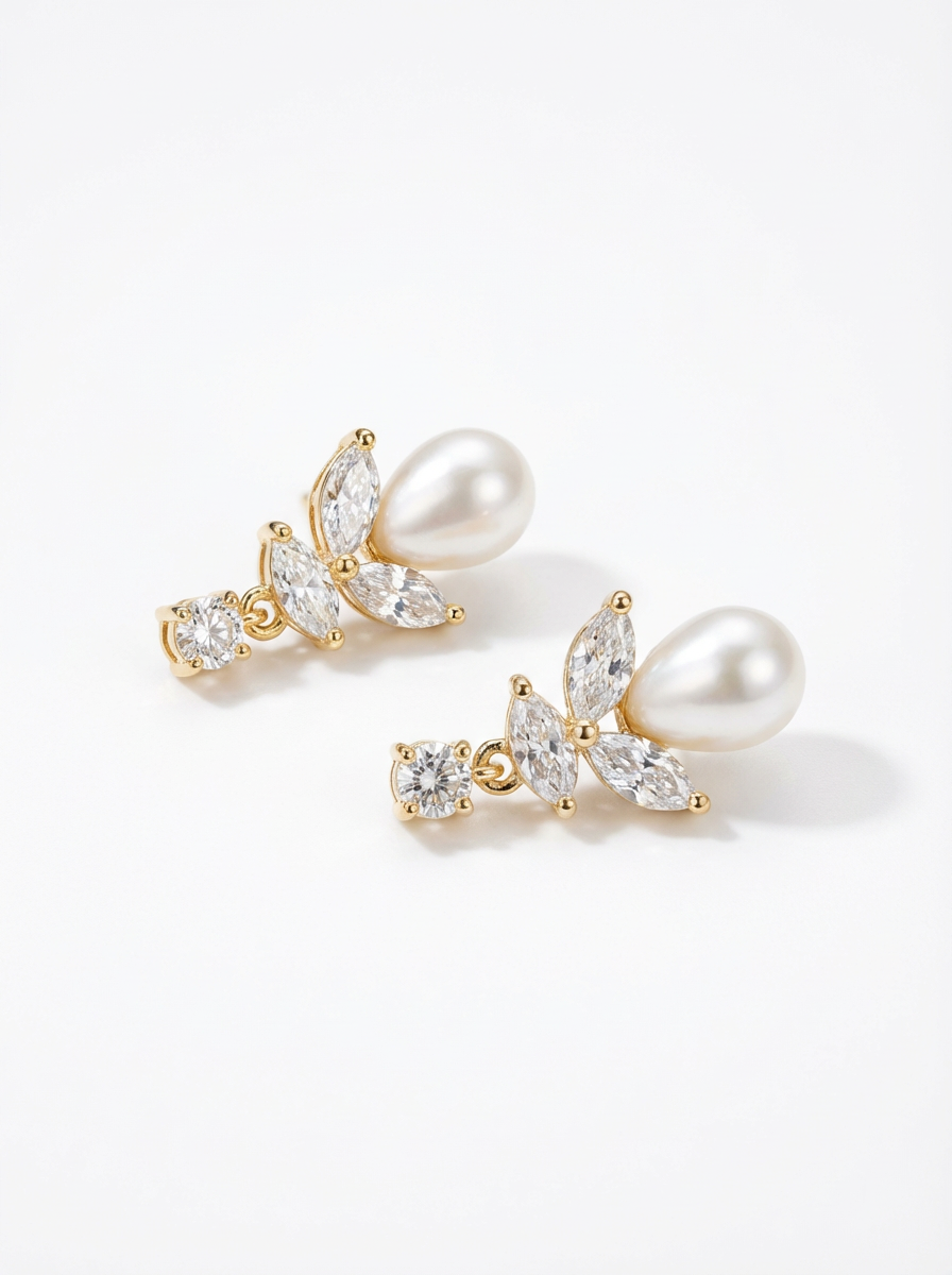 宝石珍珠吊坠耳钉