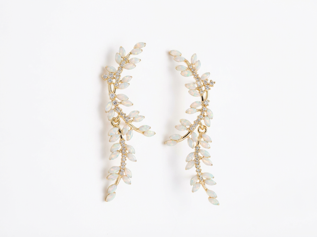 Zircon Leaf Earrings