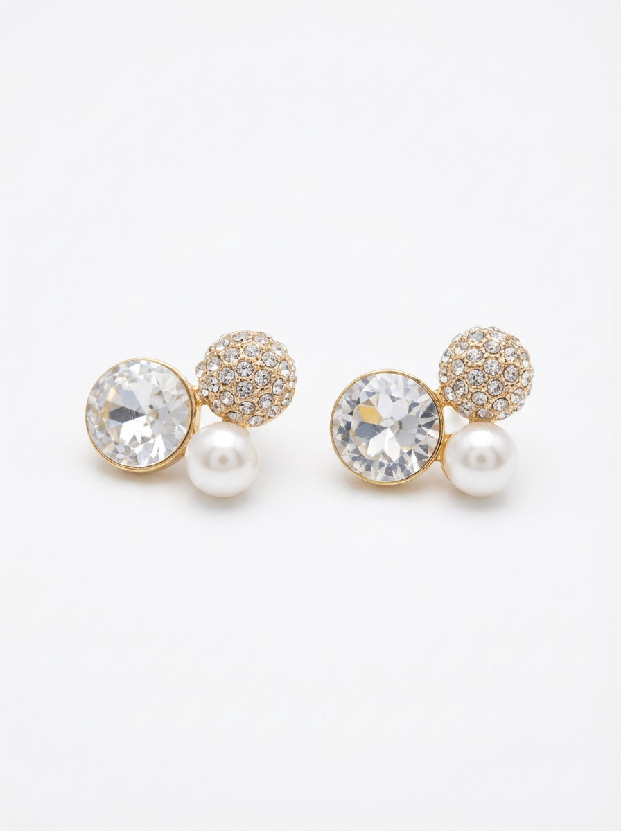 Synthetic Gemstone Pearl Studs
