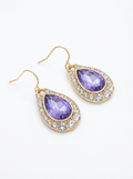 Diamond-Studded Gemstone Pendant Earrings