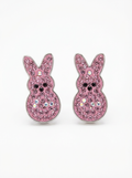 Pink Glass Rabbit Studs