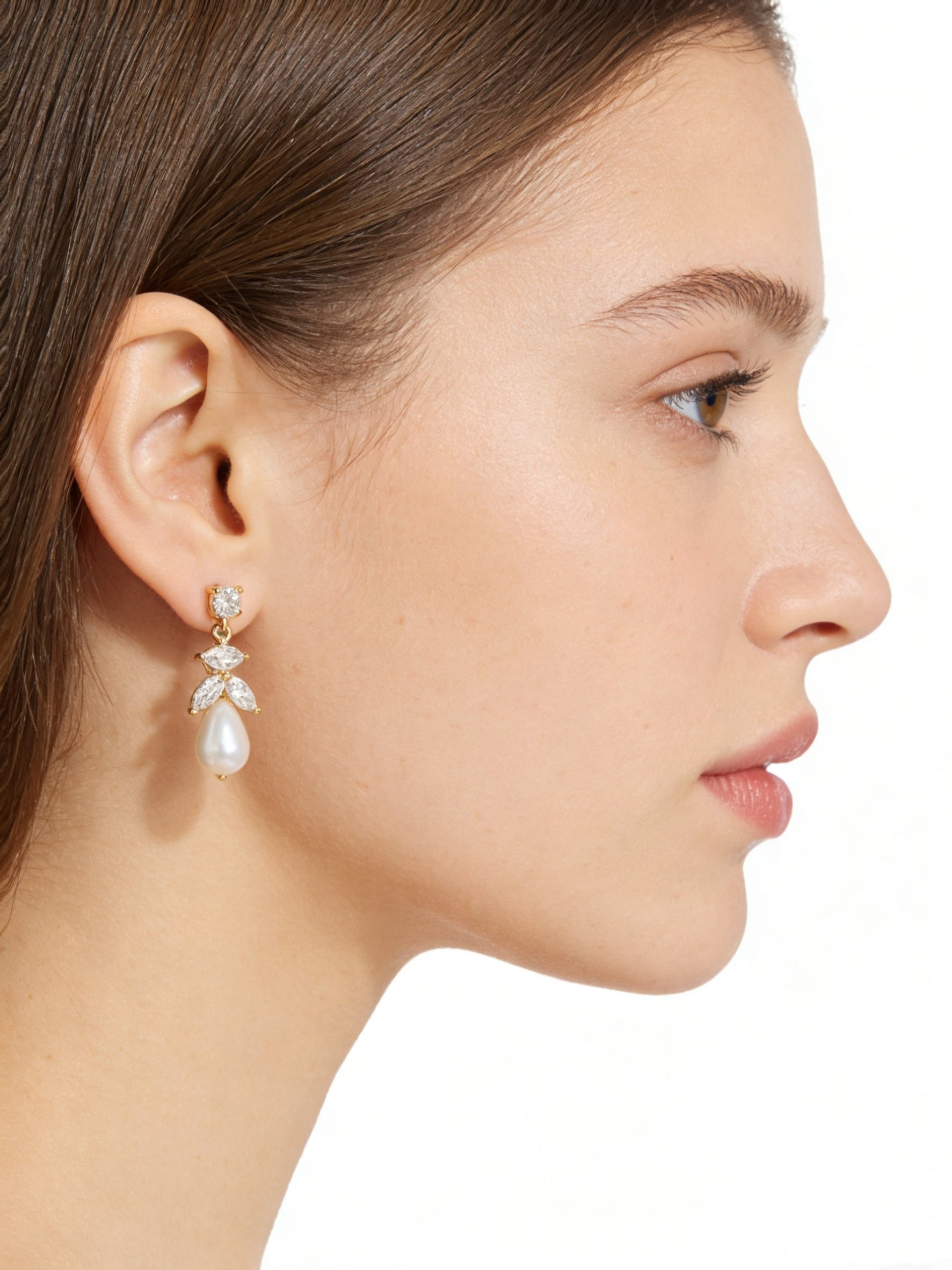 Gemstone and Pearl Pendant Stud