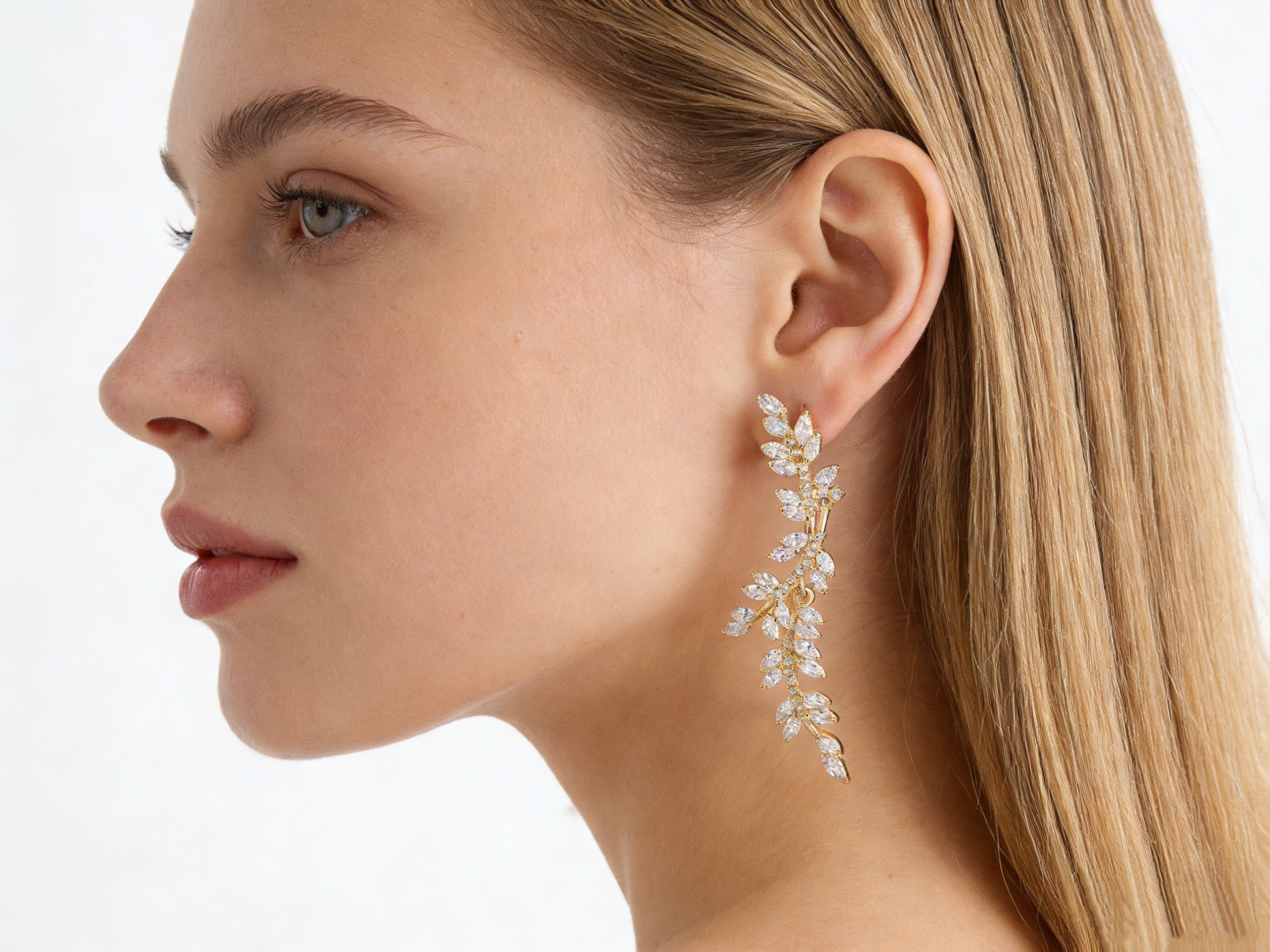 Zircon Leaf Earrings